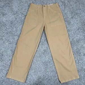 Wish List Pants Tan Khaki Women L 30x28 High Waist Chino Straight Wide Leg Cargo